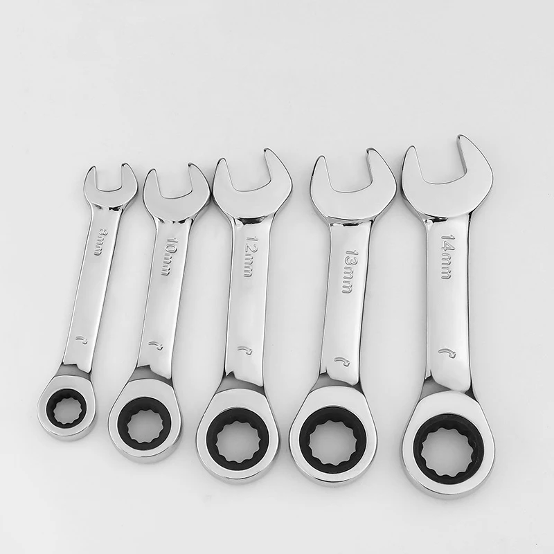 1pcs Short Ratchets Wrench Hand Tools Car Repair 72 Fine Tooth with Tight Spaces Ratchet Wrenches Spanners Key 6mm -19mm Choose