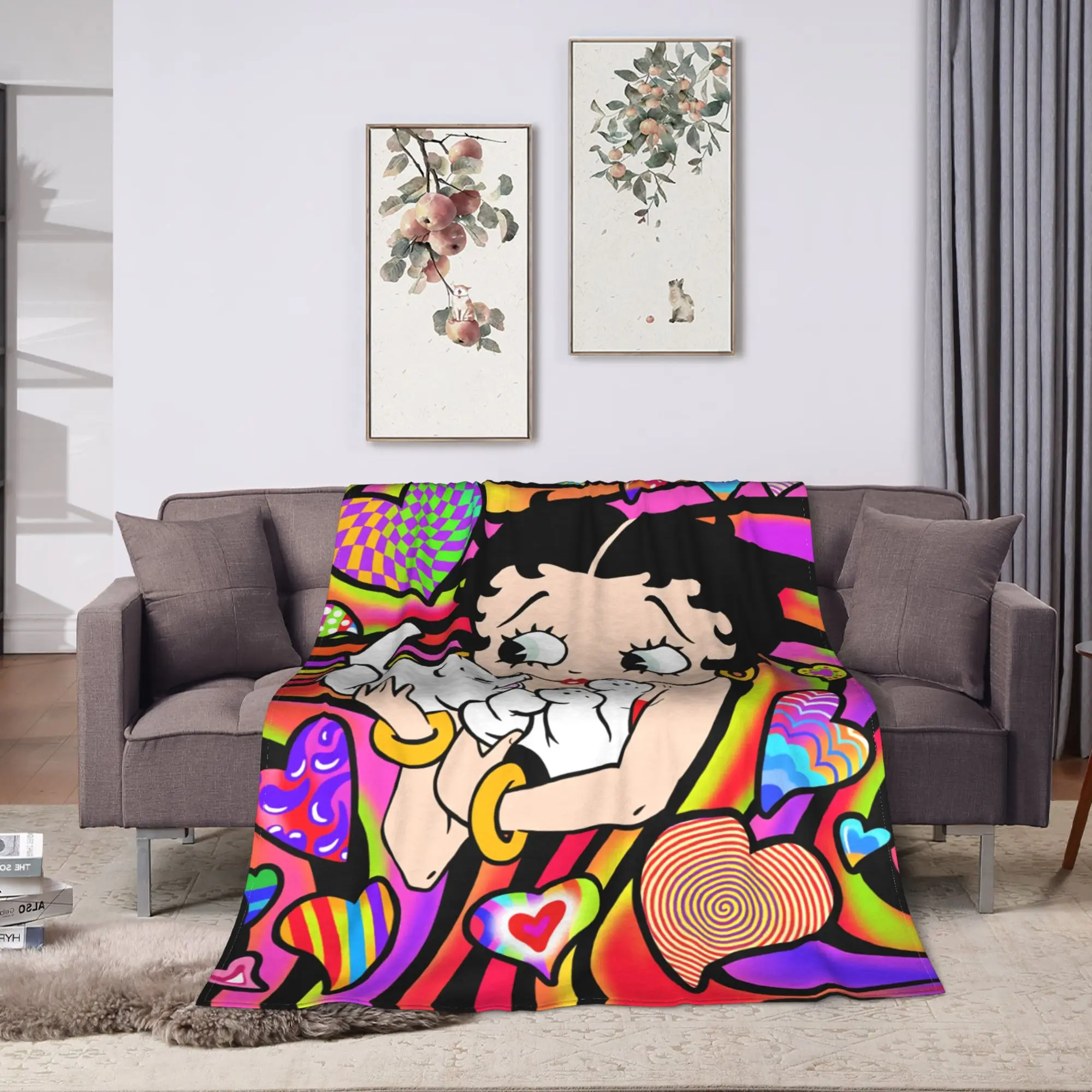 B-Bettys Boops Blanket  Warm Soft Comfortable Plush Throw Blanket For Couch Bed Travel Flannel Bedspread Bed Cover