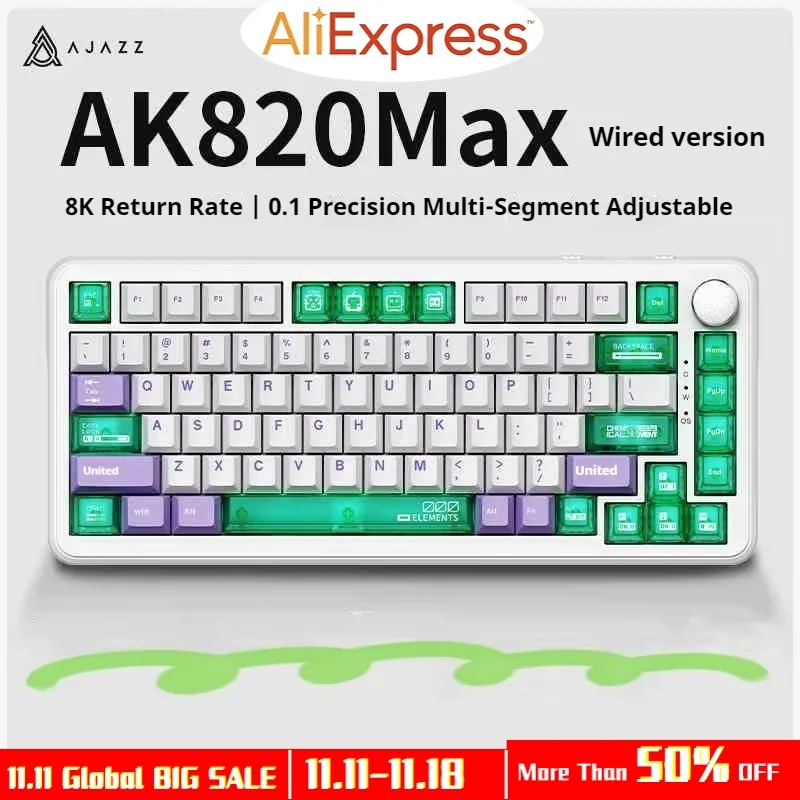 

Ajazz Ak820max Magnetic Axis Wired Mechanical Keyboard New Hot Swappable Rgb Light Pbt Key Cap Gaming Keyboard Birthday Gift