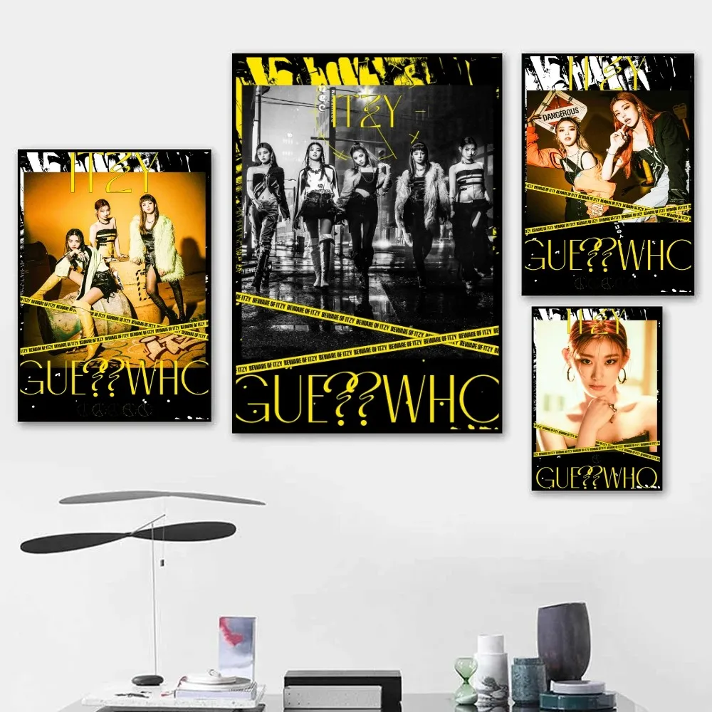 Kpop Group ITZY Guess Who Music Album Cover Poster Sticker Bedroom Bedside Wall Hanging Painting Living Room Cafe Entrance Mural