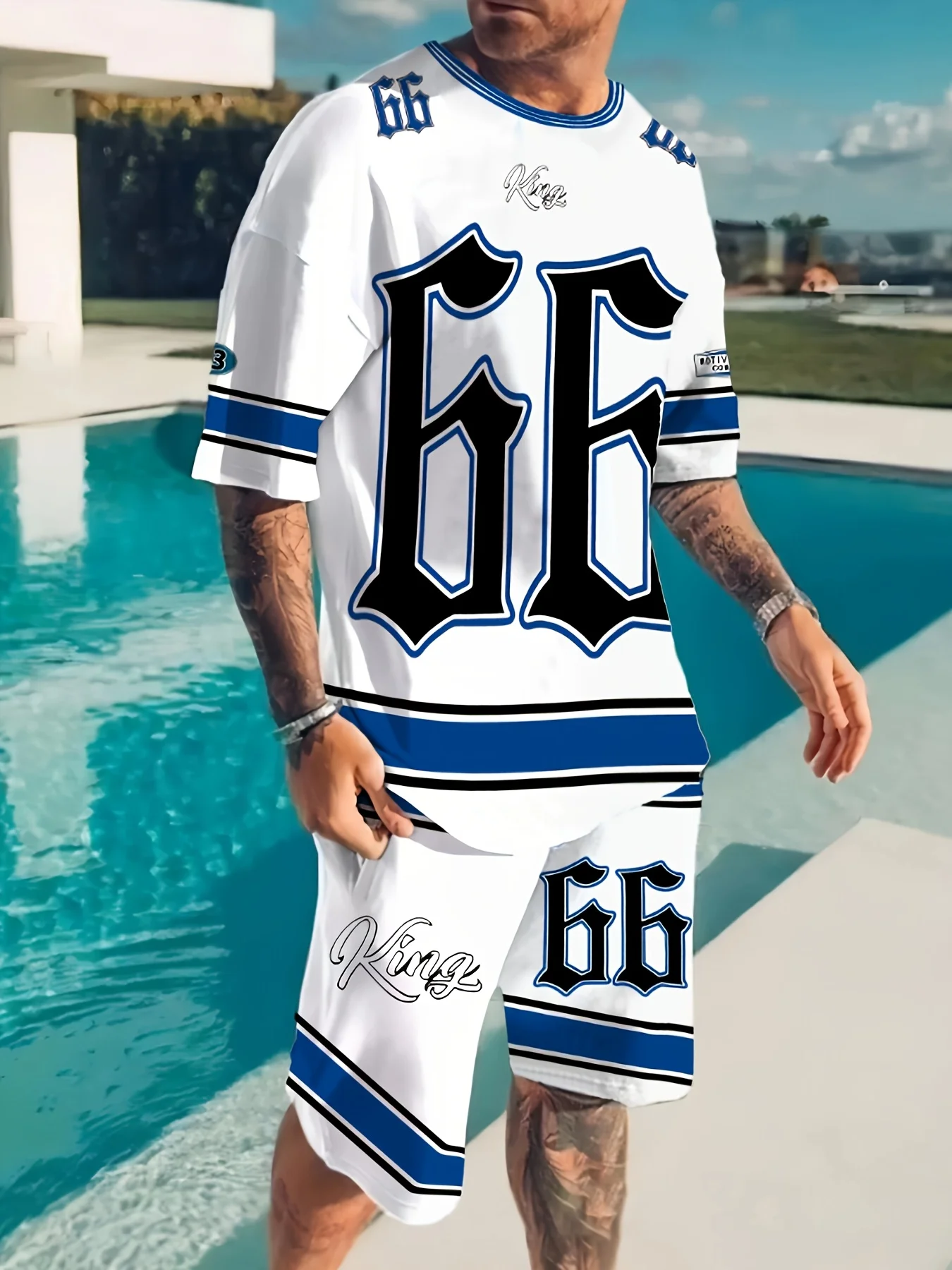 2025 fashion Men's casual sports suit Hip hop street style Round neck T-shirt and shorts 3D printed T-shirt shorts set 