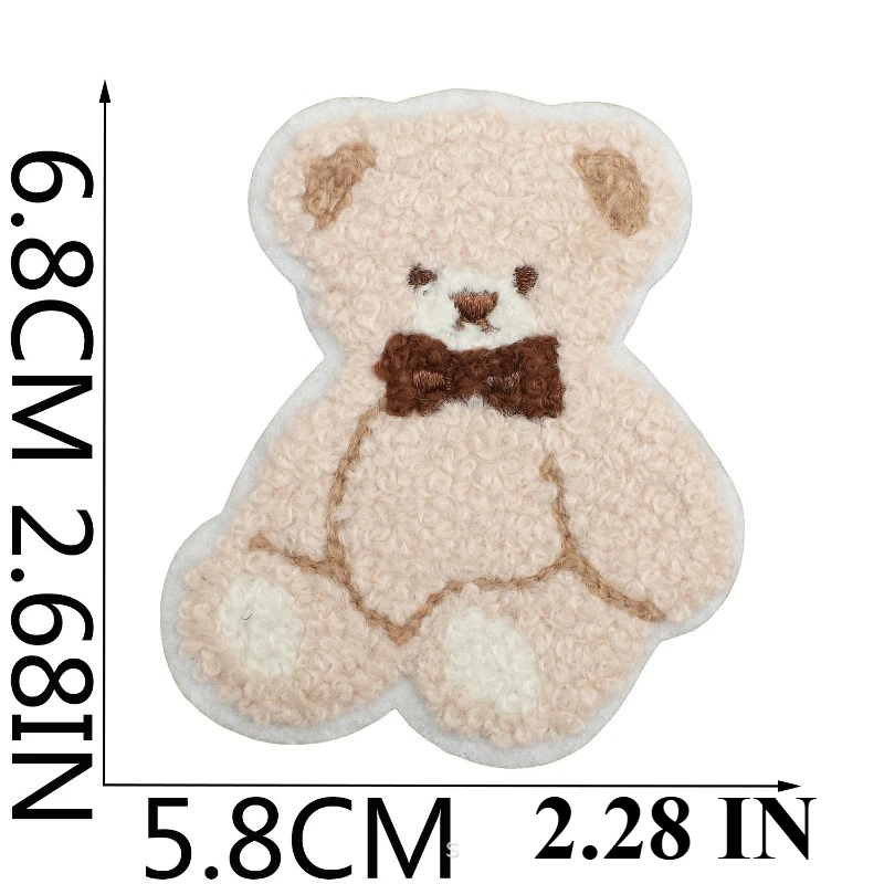 Plush Bear Embroidery Cloth Sticker Cute Red Panda Towel Embroidery Patch Sticker Clothes Decorative Embroidery Label Curly Lion