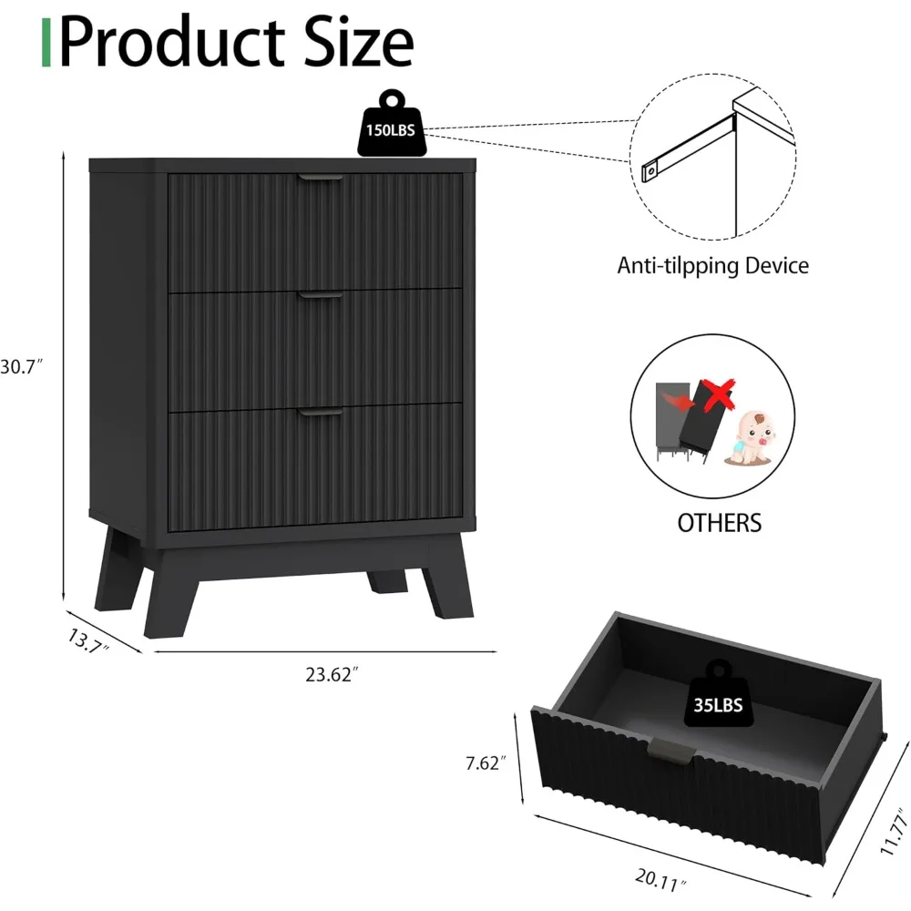 منضدة خشبية واسعة مخددة حديثة من منتصف القرن مع 3 أدراج ومقابض معدنية