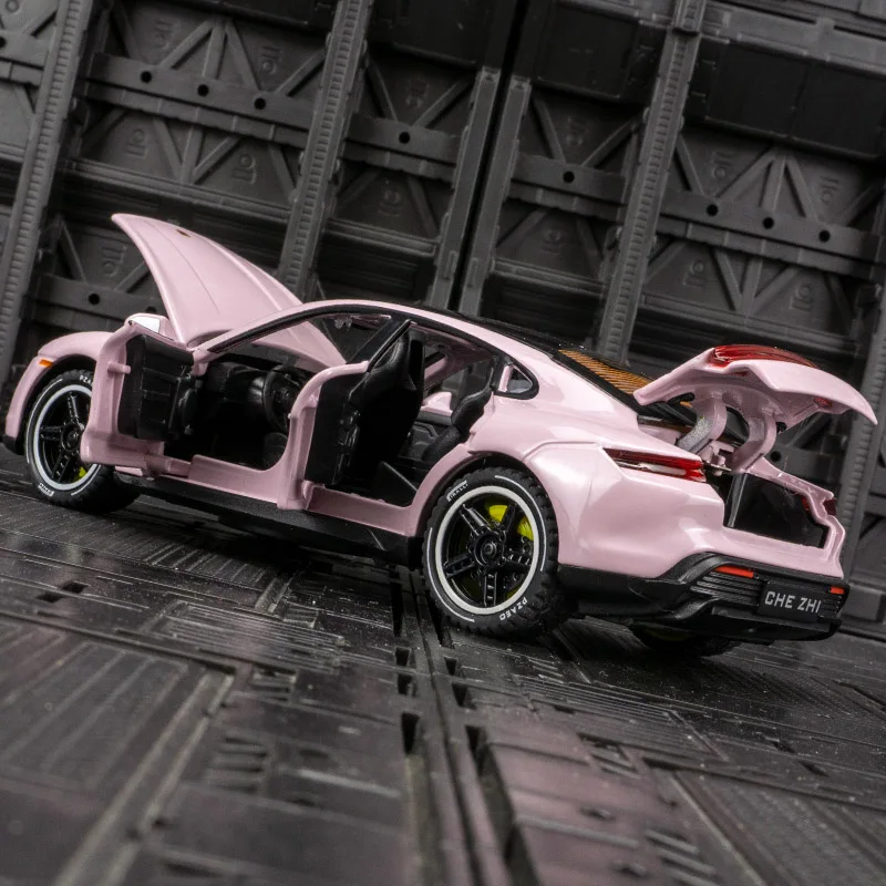 1:32 Porsche Taycan modelo de coche de aleación, puertas y capó de motor, el maletero se puede abrir, regalo de coche de juguete para niños