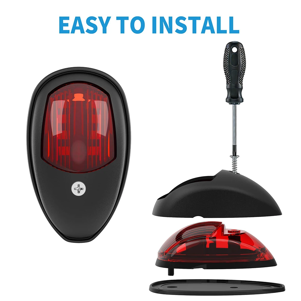 2pcs Boat Navigation Lights LED Red and Green Vertical Mount for Bow and Stern IP67 Waterproof Marine Lights for Pontoon Bass
