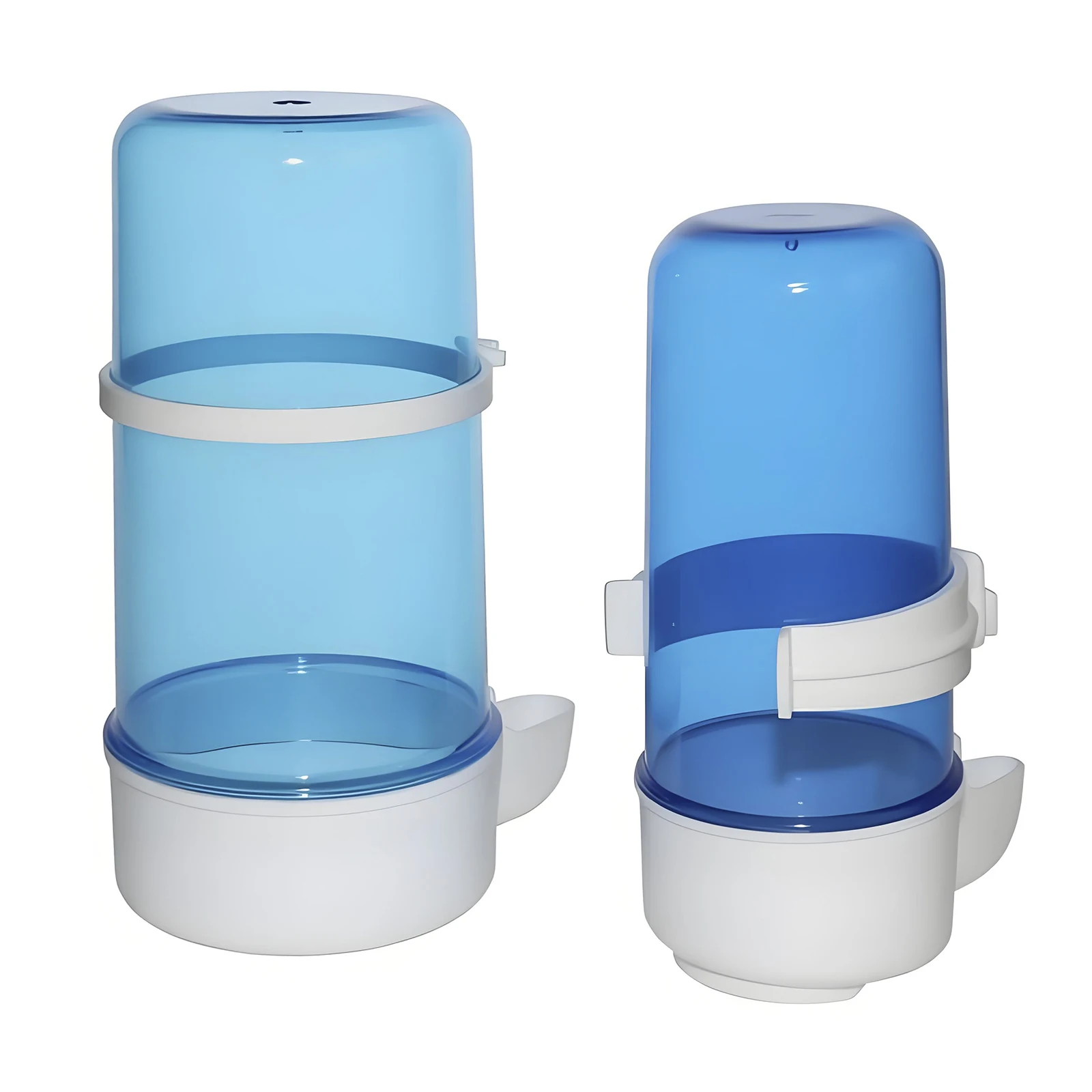 Automatischer Trinkbrunnen und Futterautomat aus Kunststoff für Haustier-Vögel, Hängender Futterkäfig für Papageien, Blaue Sittiche, Tauben, 415ml 240ml – Detail 9