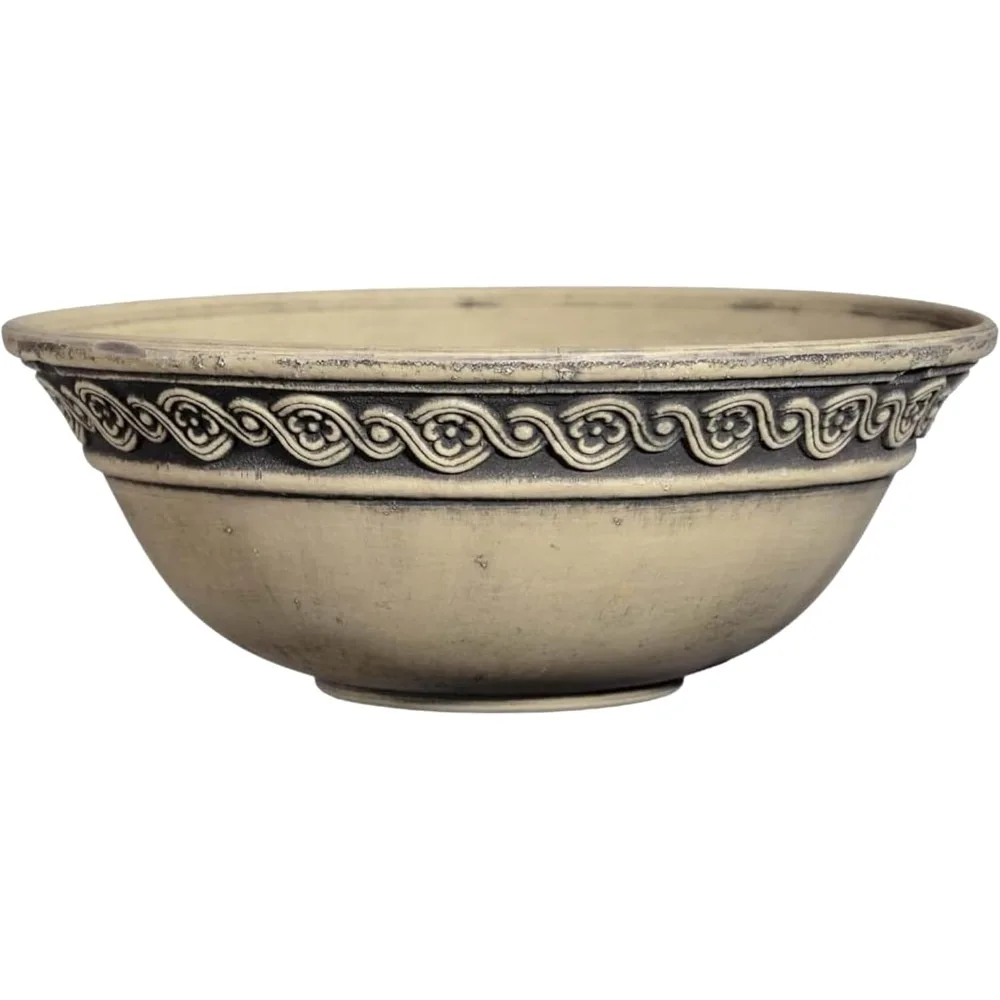 

classic home and garden corinthian shallow planter with drainage - decorative garden bowl planter for succulents, flowers, & mor