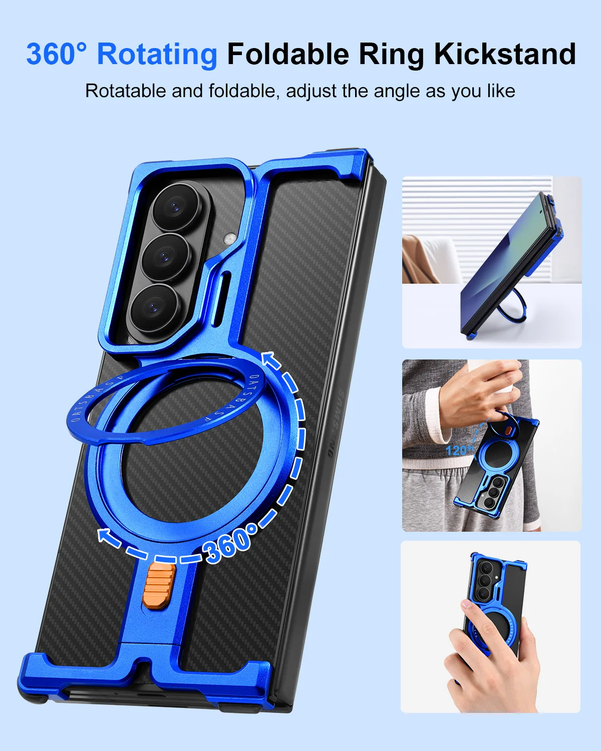 

Oatsbasf Minimalist Phone Case For Samsung Galaxy Z TriFold Metal Frmaless Phone Cover with 360° Rotatable Magnetic Kickstand