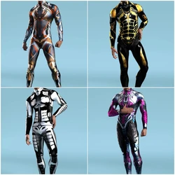 Kid Men Woman Burnning Man Festival Outfit Female Party Catsuit Zentai Bodysuits Pink Green Print Costume Carnival Jumpsuit
