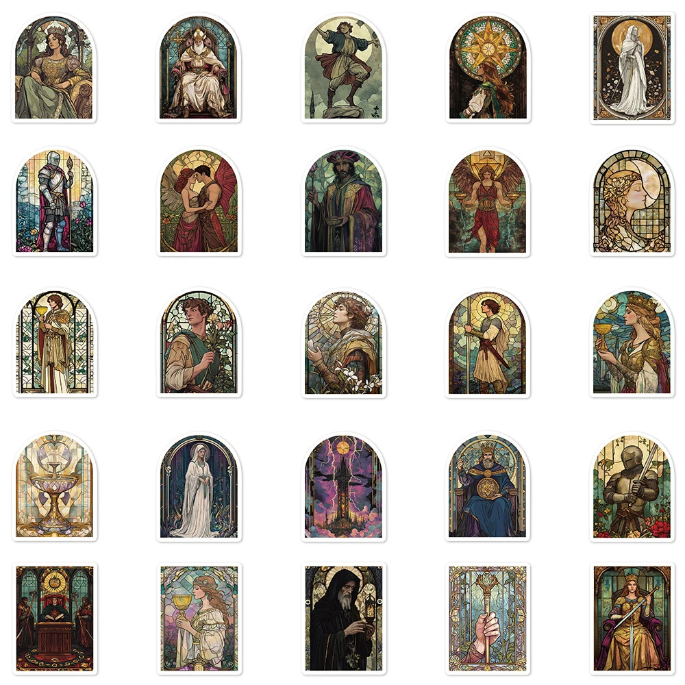 10/30/50 قطعة الكرتون خمر الزجاج التارو بطاقات ملصقات الجمالية DIY بها بنفسك سجل القصاصات الهاتف المحمول الغيتار مضحك الكتابة على الجدران الشارات التعبئة #5