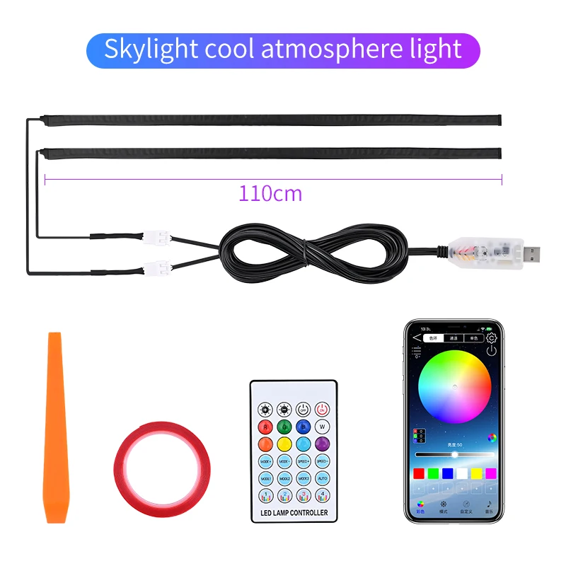 2026 Schiebedach LED-Streifen Ambientebeleuchtung Fernbedienung APP-Steuerung USB Schiebedachlicht Auto-Dach Panorama-Skylight Ambientebeleuchtung Universal