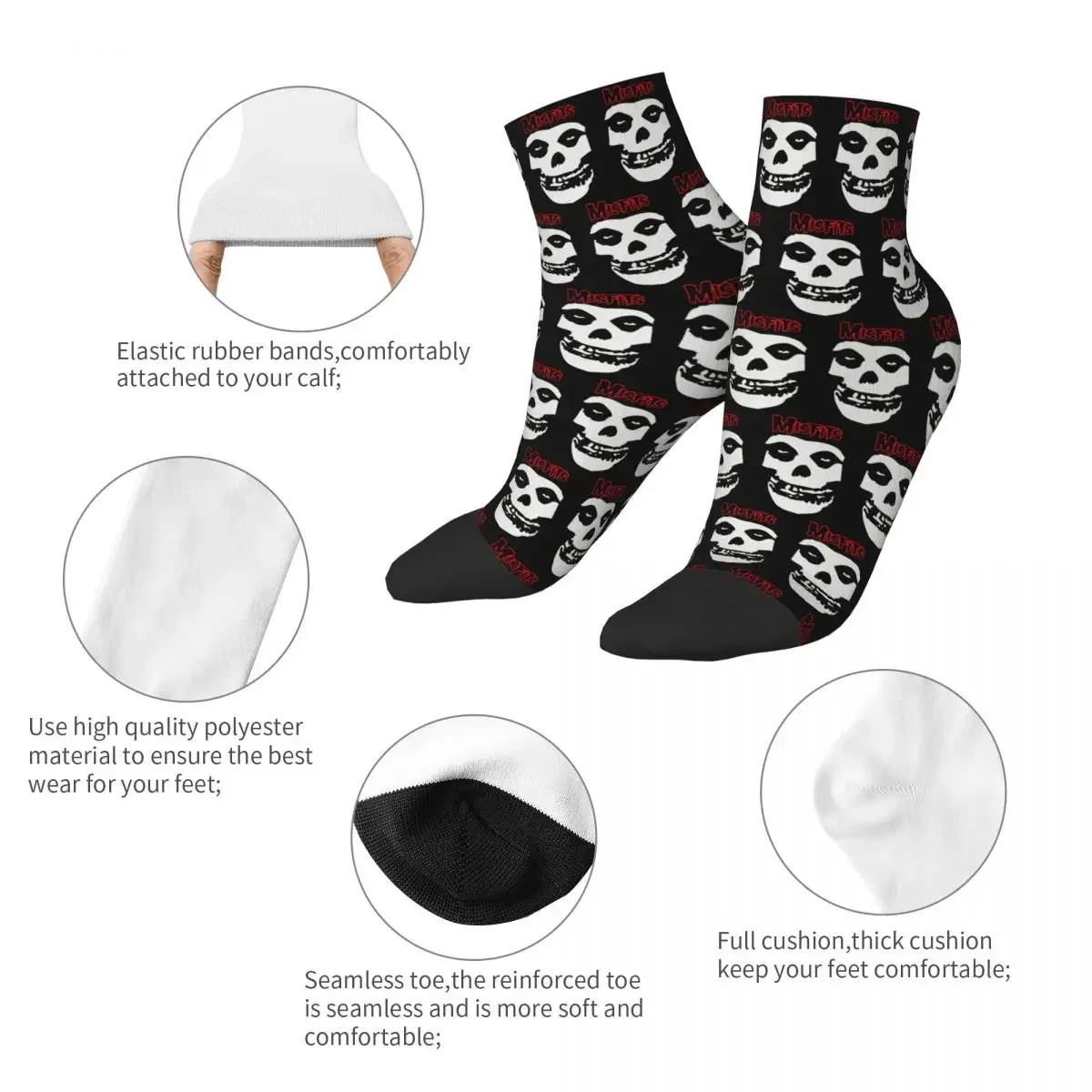 Misfits Skull (12) ถุงเท้า Harajuku Super Soft ถุงน่อง All Season ถุงเท้าอุปกรณ์เสริมสําหรับของขวัญคริสต์มาส Unisex