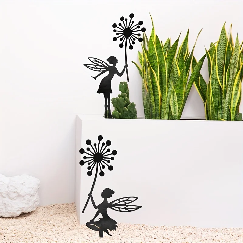 1pc/2pc  Rustic Fairy Garden Stakes, Decorative Yard Art, Outdoor Wedding Occasion, Angelic Metal Wall Decor, Theme Fairy