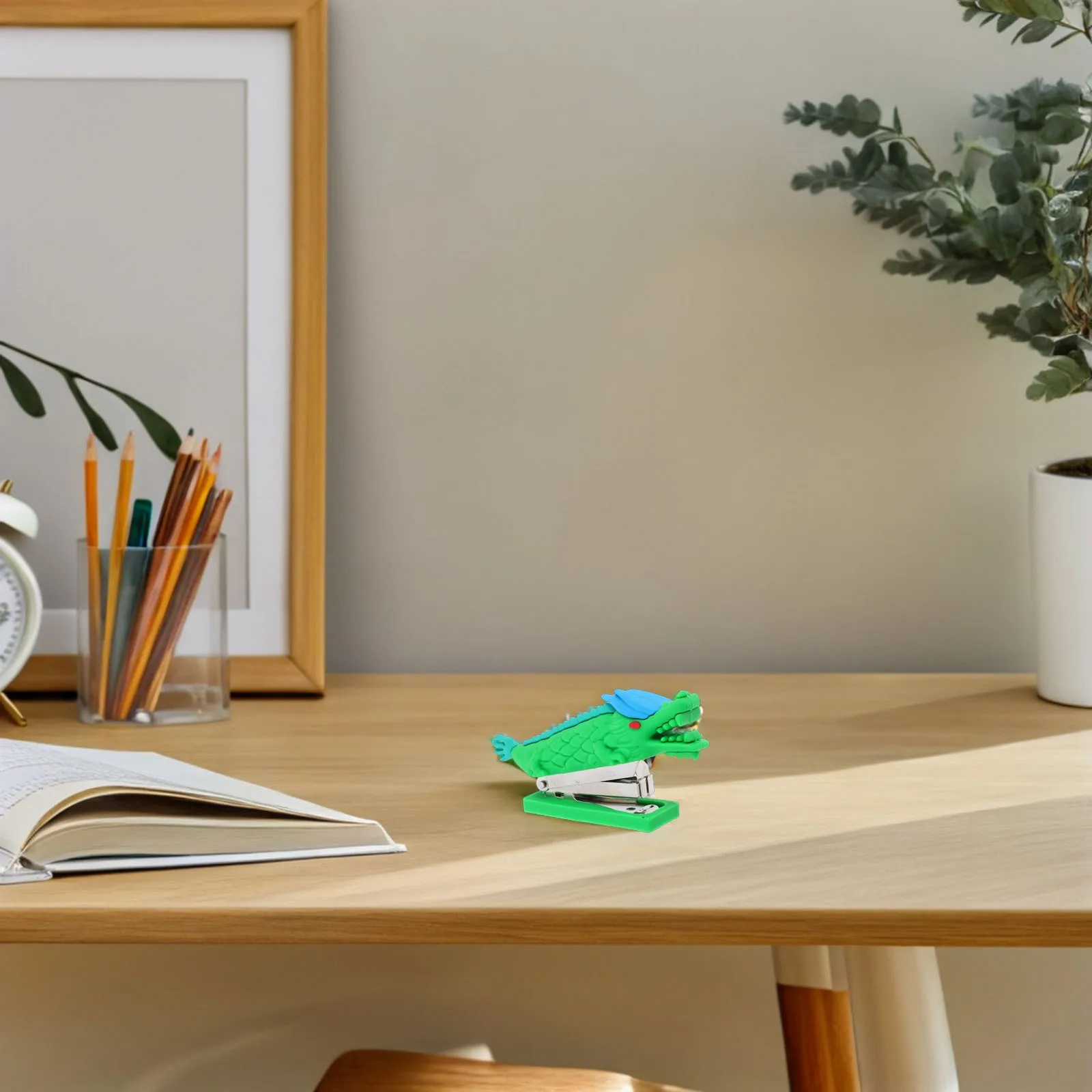 Stapler Mini Naga Lucu Perlengkapan Kantor Portabel Kompak Gaya Kartun untuk Alat Tulis Meja Siswa Stapler Tangan