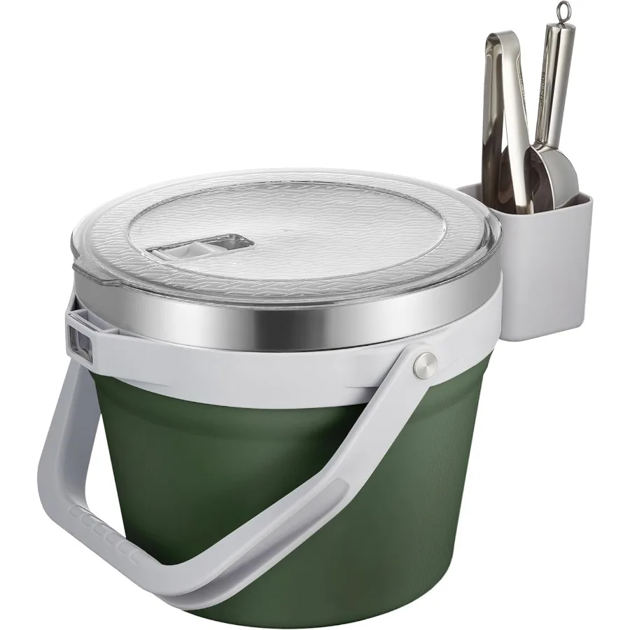 

7L Vacuum Insulated Ice Bucket with Lid and Scoopand Tongs Large capacity Stainless Steel Beverage Bucket for Cocktail Champagn