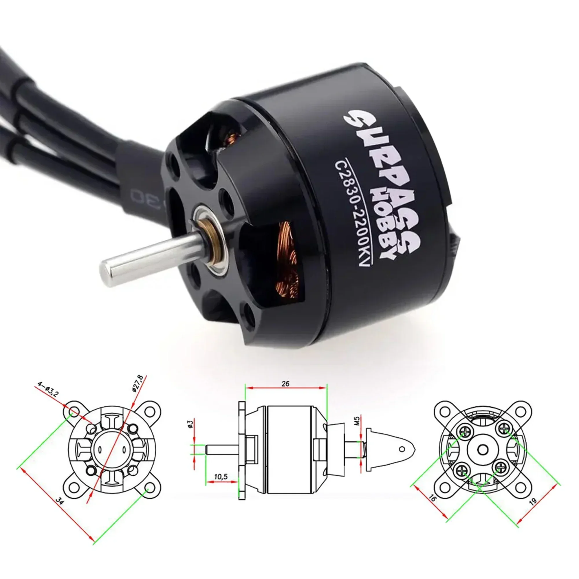 SURPASS HOBBY 1/2/4PCS 2830 Outrunner Brushless Motor 750KV 850KV 1000KV 1300KV 2-3S for RC 300-700g Fixed-wing Sailplane