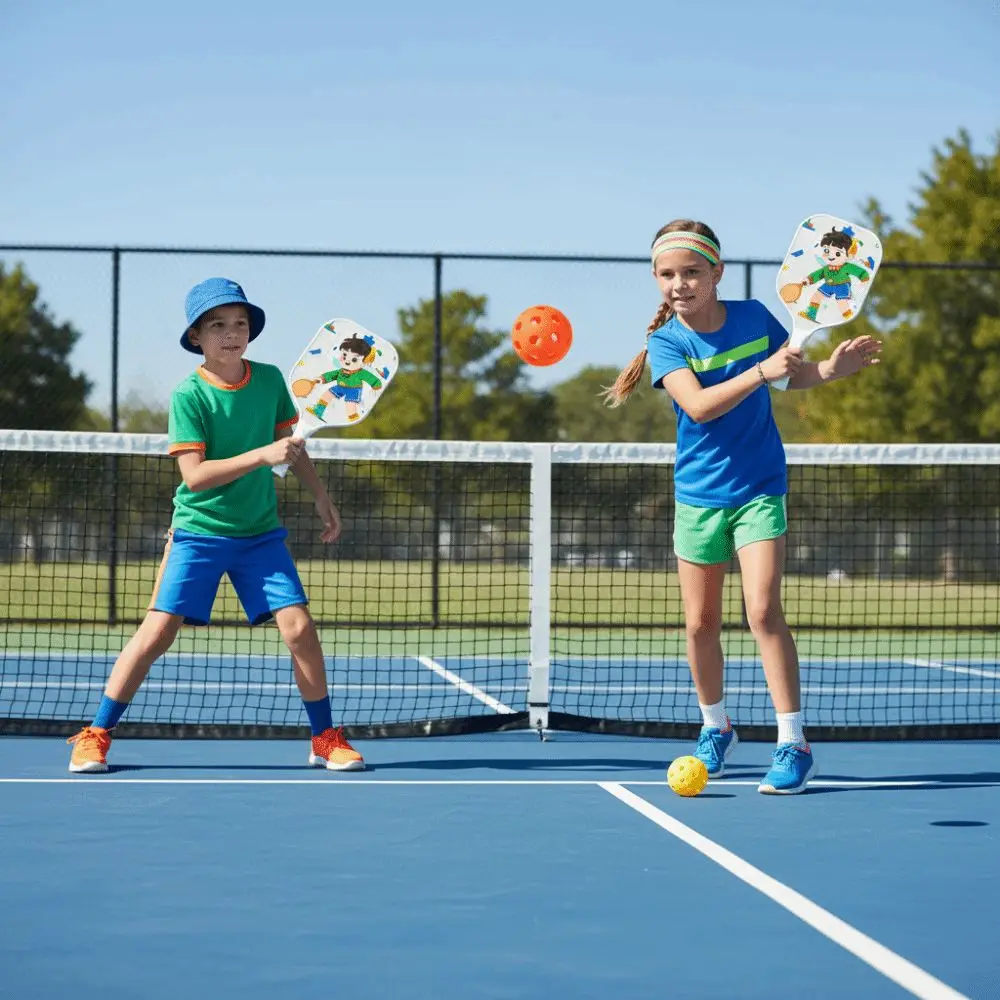 

Cartoon Children's Pickleball Set Lightweight with Carry Bag 's Pickleball Set 4 Balls Portable Children's Pickleball Rackets