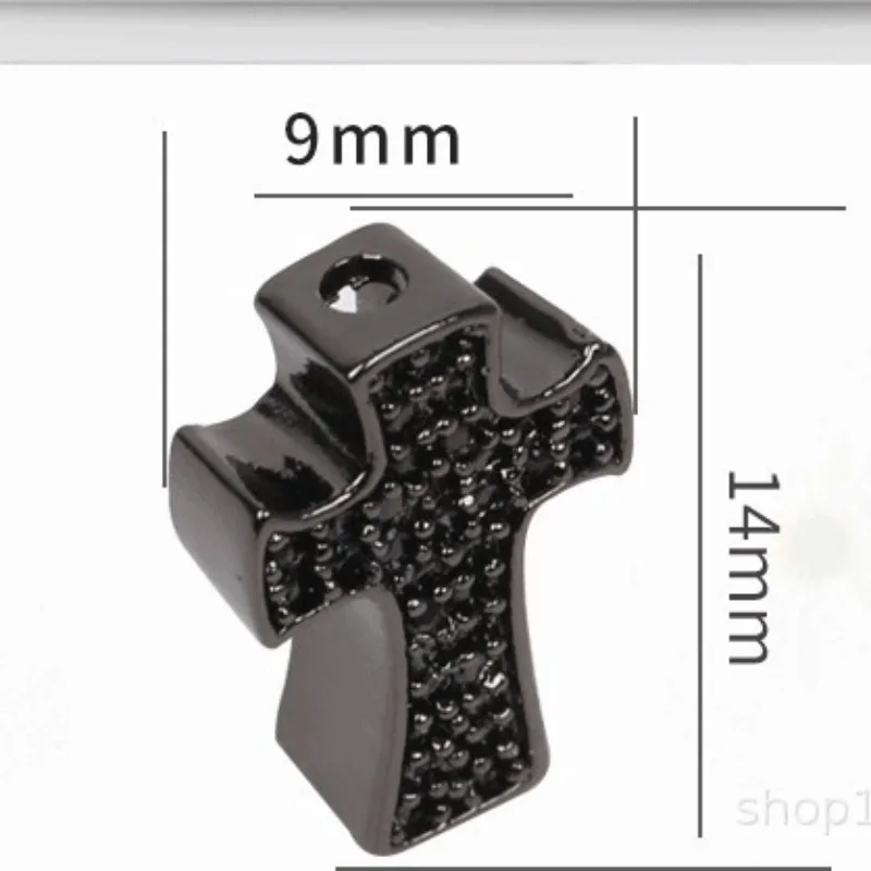 10 Pcs/lot New Cross Micro Inlaid Zircon Accessories Perforated Bead Bracelet Hand Chain Necklace DIY Jewelry Wholesale