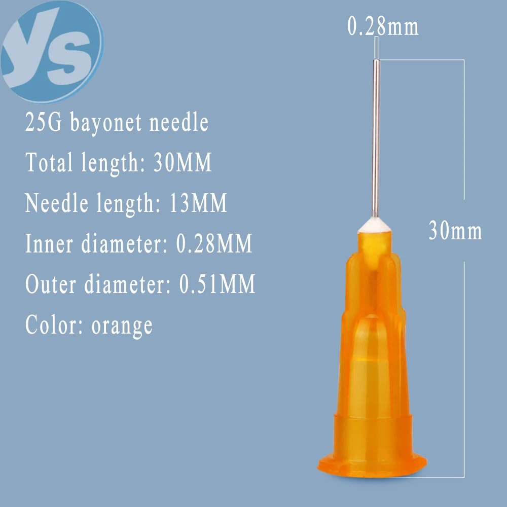 YS قاعدة بلاستيكية حربة إبرة الطول الإجمالي 43 مللي متر طول الأنبوب 25 مللي متر حقنة صناعية آلة الاستغناء التجريبي إبرة مسطحة #3