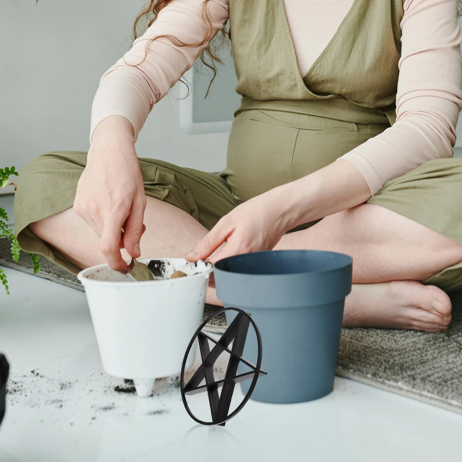 10pcs Flower Pot Raising Base Ventilated Planter Riser Water Resistant Stable Support Plant Stand Outdoor Black