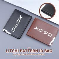 Leather Coin Credit Card Zipper Wallet Litchi Pattern Purse For Volvo V40 V50 V60 V70 V90 XC40 XC60 XC70 XC90 S60 S80 S90