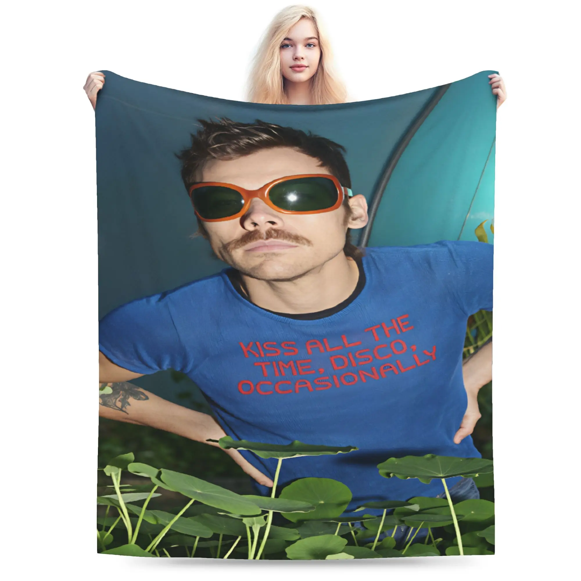 Harrys S-Styles Kiss Al the Time Blanket Quality Comfortable  Throw Blanket Winter Travel Office Sofa Home Graphic Bedspread