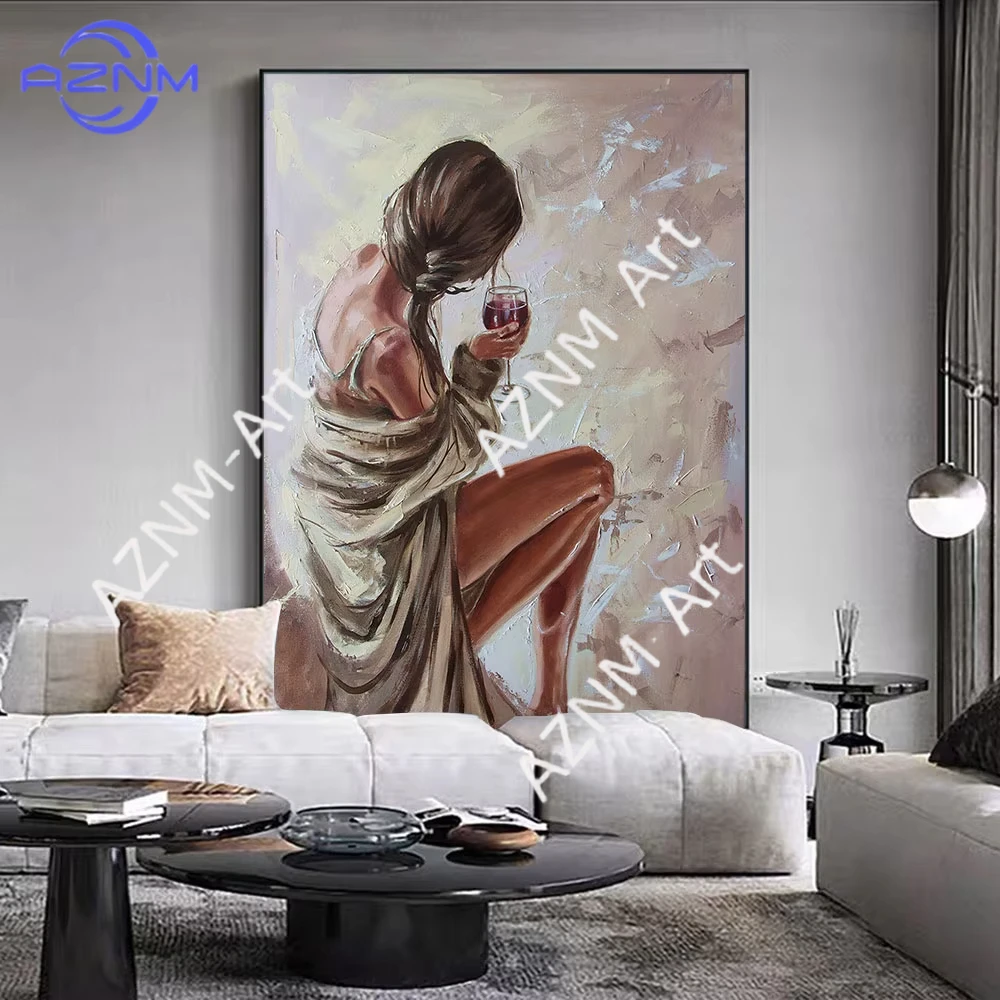 1 Stück, Figur mit sexy Frau am Strand, Gemälde auf Leinwand, abstrakte Porträt-Poster, Raumwandkunst, Bilder für Heimdekoration