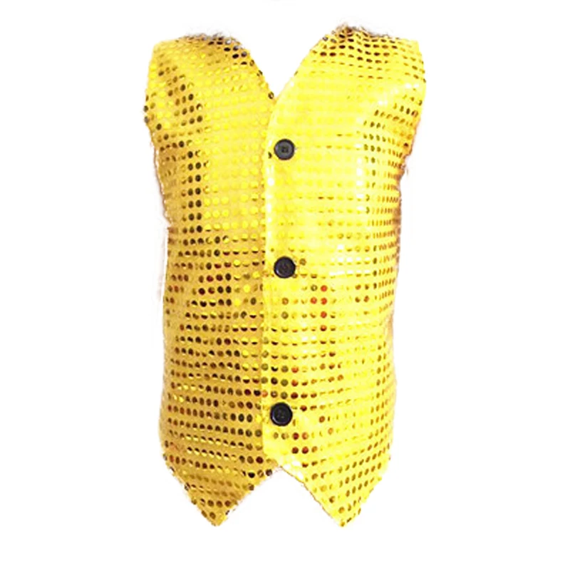 Sequin Sleeveless Vest Costumes Jazz Dance Wear Shining Waistcoat Stage Glitter Dancing for Adult Boys Girls Performance Clothes