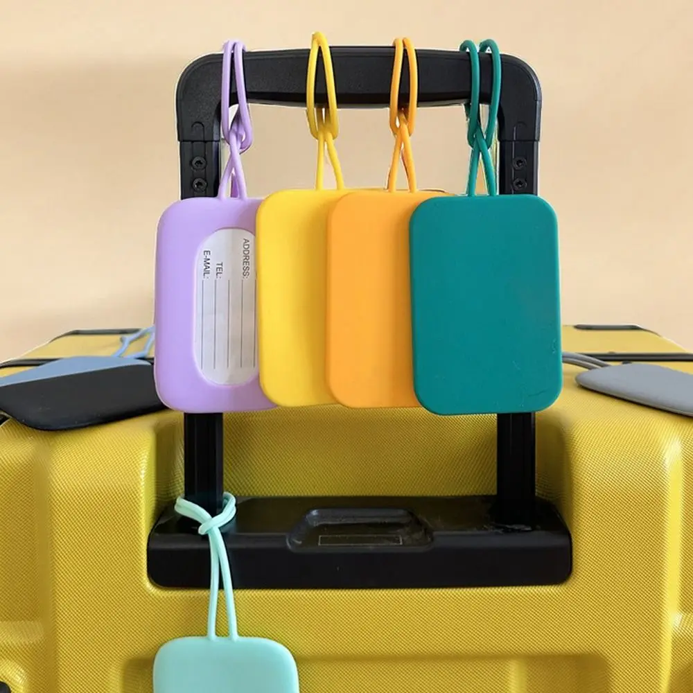 Universal Silicone Luggage Tag Soft Anti-lost Suitcase Identifier Tag with Lanyard Baggage Label Travel