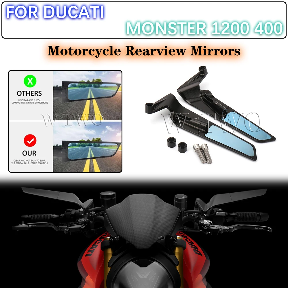 For DUCATI Monster 1200 400 Motorcycle accessories fixed Wind Wing Adjustable Rotating Rearview Mirrors