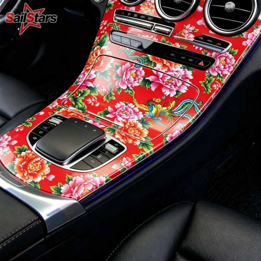 Phoenix‌ Flower Pattern Decals Chinese Traditional Style Waterproof Sticker Wrapping Auto Outdoor Accessories Body Covering