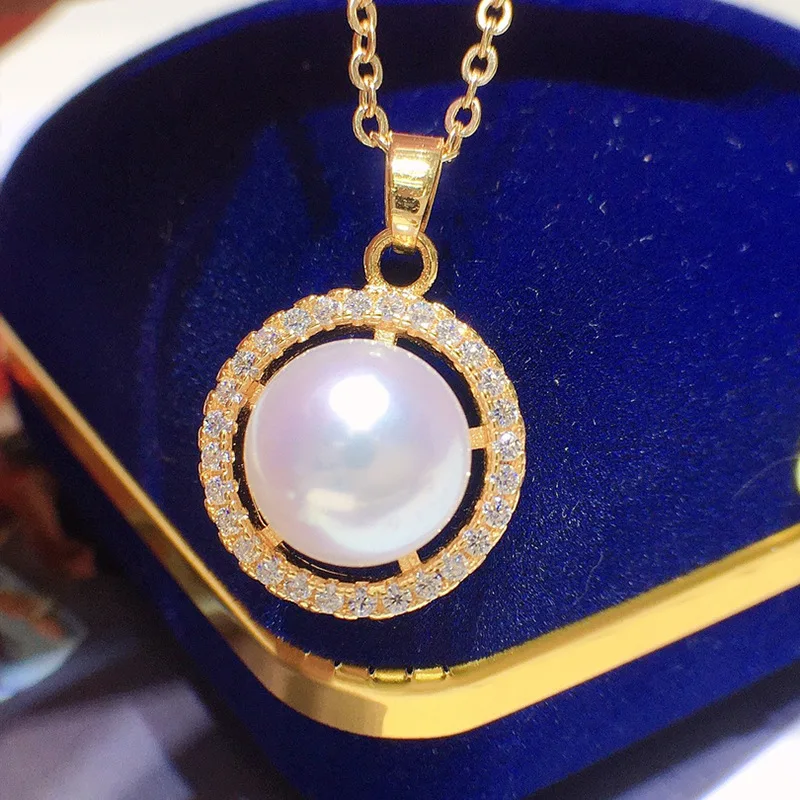 Freshwater Pearl Pendant for Women Korean 8-9mm Micro Niche Design Sense Fashion Simple Elegant Versatile Trendy 136