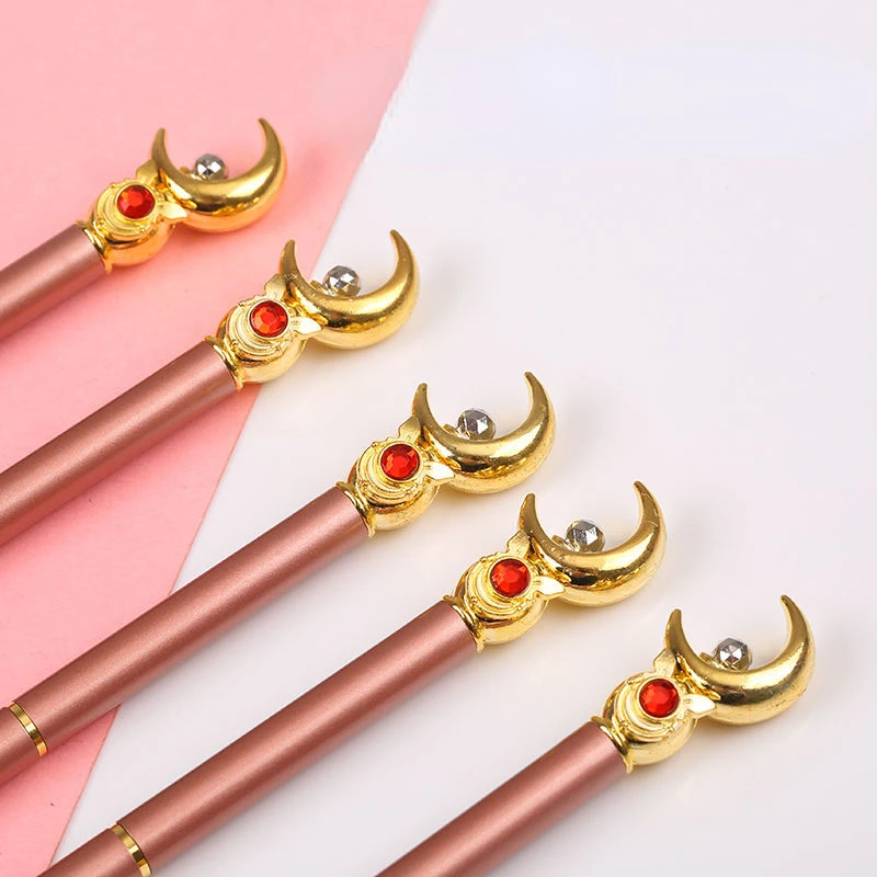 Sailor Moon anime kawaii peripheral moon metal pen Japanese girl heart moon magic wand ballpoint pen learning stationery gift