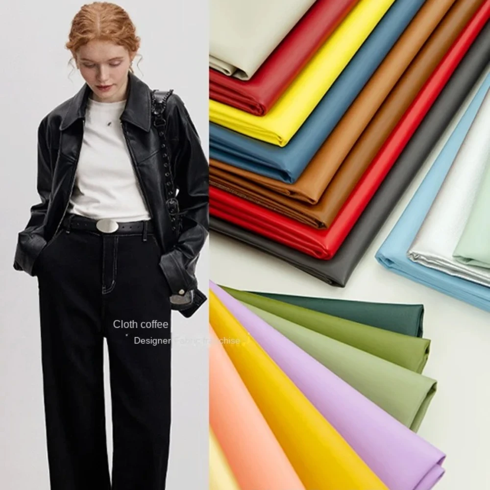 

Matte Lychee Patterned Artificial Leather Fabric Soft Wrinkle Resistant PU Apparel Jacket Windbreaker Fashion Designer Sew Cloth