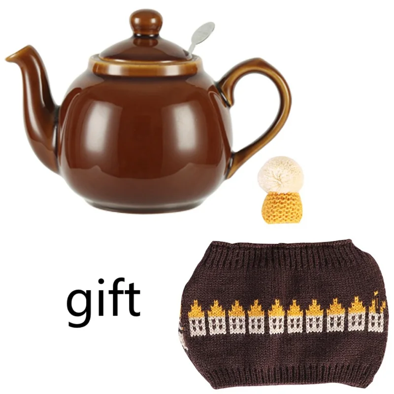 

London Pottery 600ML brown teapot ceramics matcha set tea pot tetra tea infuser kettle tea maker for girlfriend with strainer