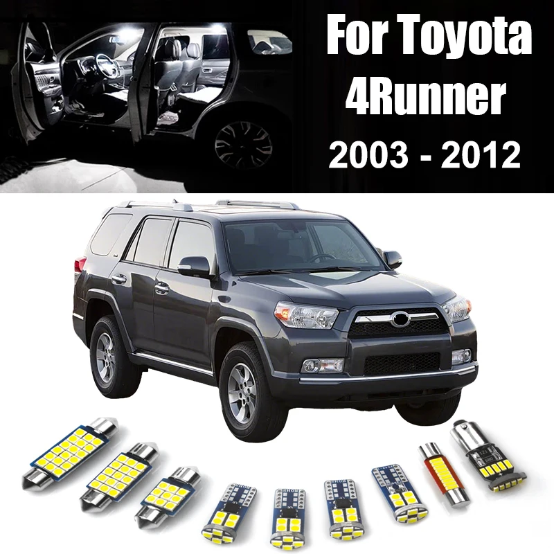 

Для Toyota 4Runner 2003 2004 2005 2006 2007 2008 2009 2010 2011 2012 15 шт. Автомобильные светодиодные внутренние купольные лампы, фонари багажника, аксессуары