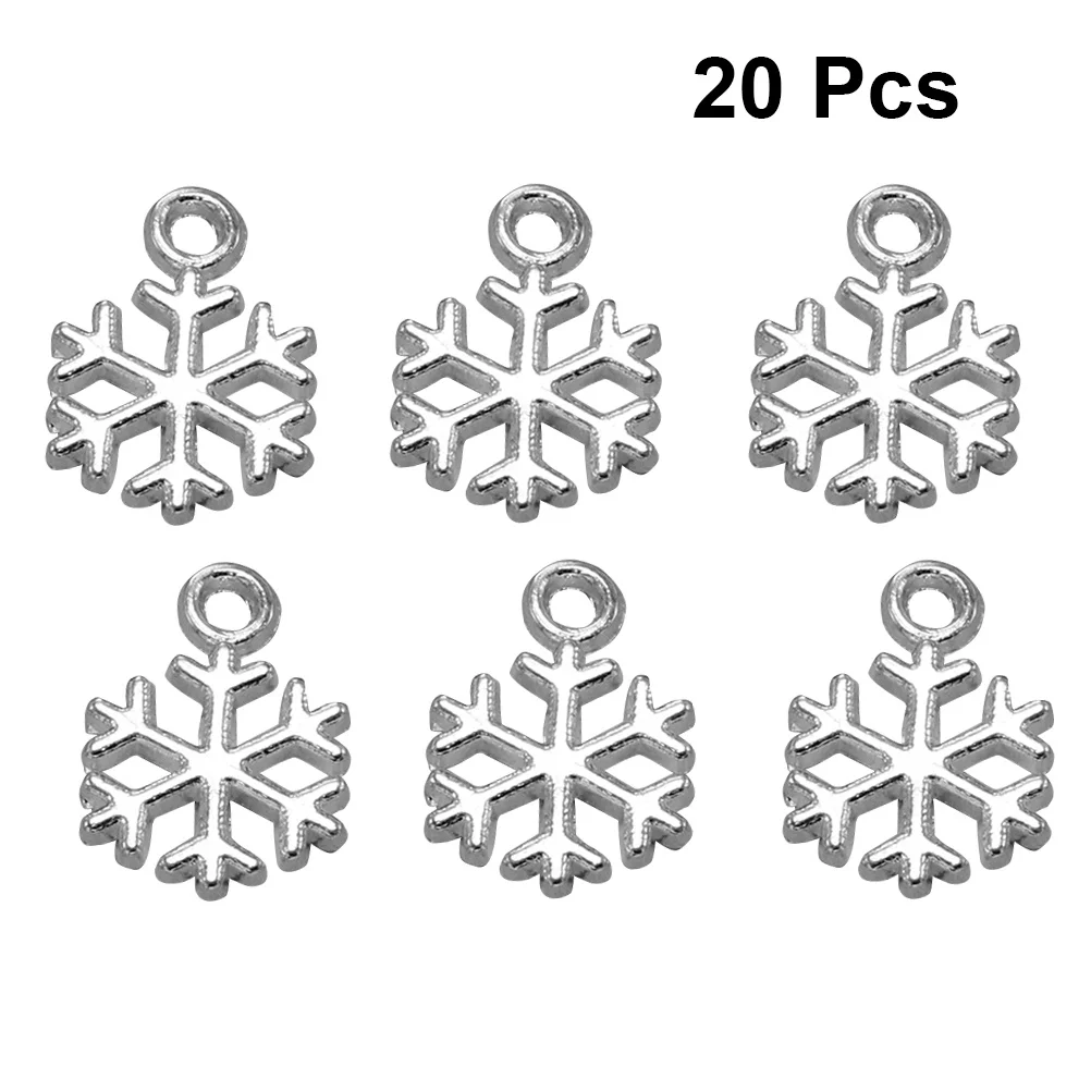 

20 шт., подвески в виде снежинок из сплава, набор подвесок «сделай сам», ожерелье, браслет, яркое серебро, прочный стильный подарок, подвеска из сплава