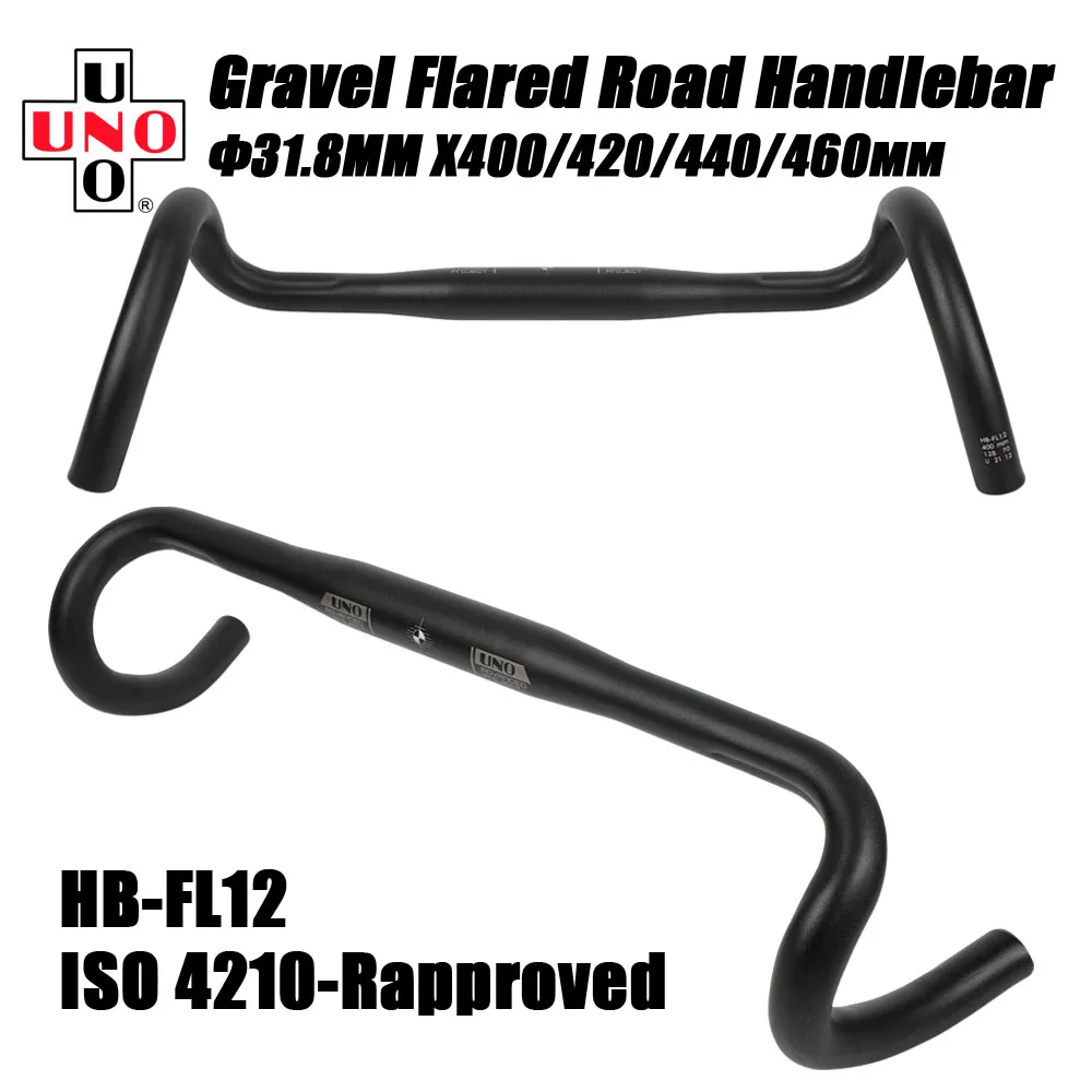 UNO Gravel Racing Handlebar 31.8 Aluminum Road Handlebar Bicycl Drop Bar Ultralight Flared Bike Drop Handle Bicycle Accessories