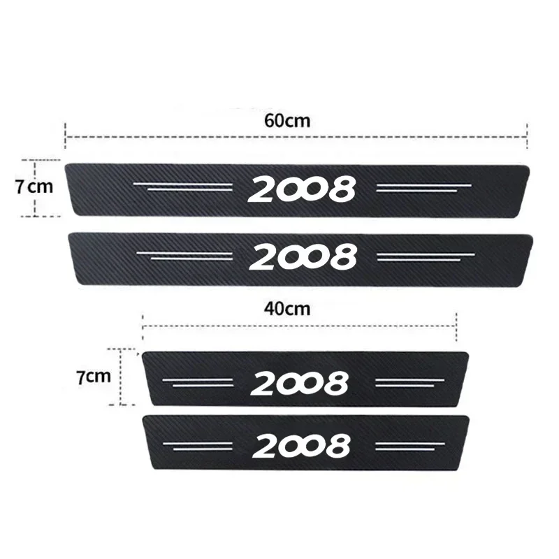 Car Accessories Front Rear Sill Stickers Trunk Bumper Strip for Peugeot 2008 Emblem Door Threshold Decals Anti Scratching Film