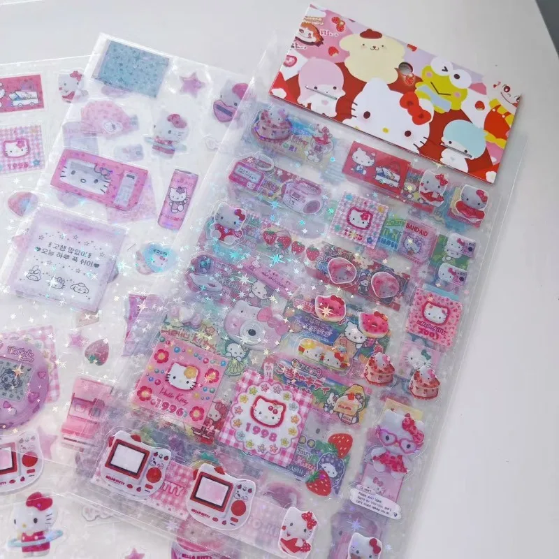 

5pcs Hello Kitty Waterproof Cut Film Stickers New High Beauty Double Transparent Star Handbag Transparent Decoration Wholesale