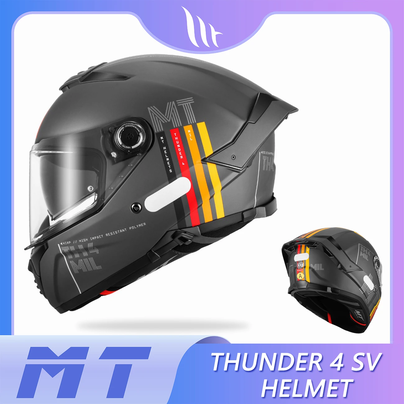 

MT Motorcycle Helmet Thunder 4 SV Original Motocross Full Face 3C DOT ECE Approved Motorcycles Unisex Visor Lock