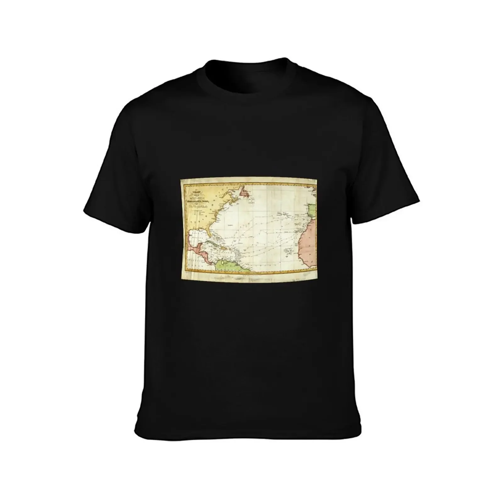 Vintage Christopher Columbus Voyage Map (1828) T-Shirt plain man clothes black t-shirts for men