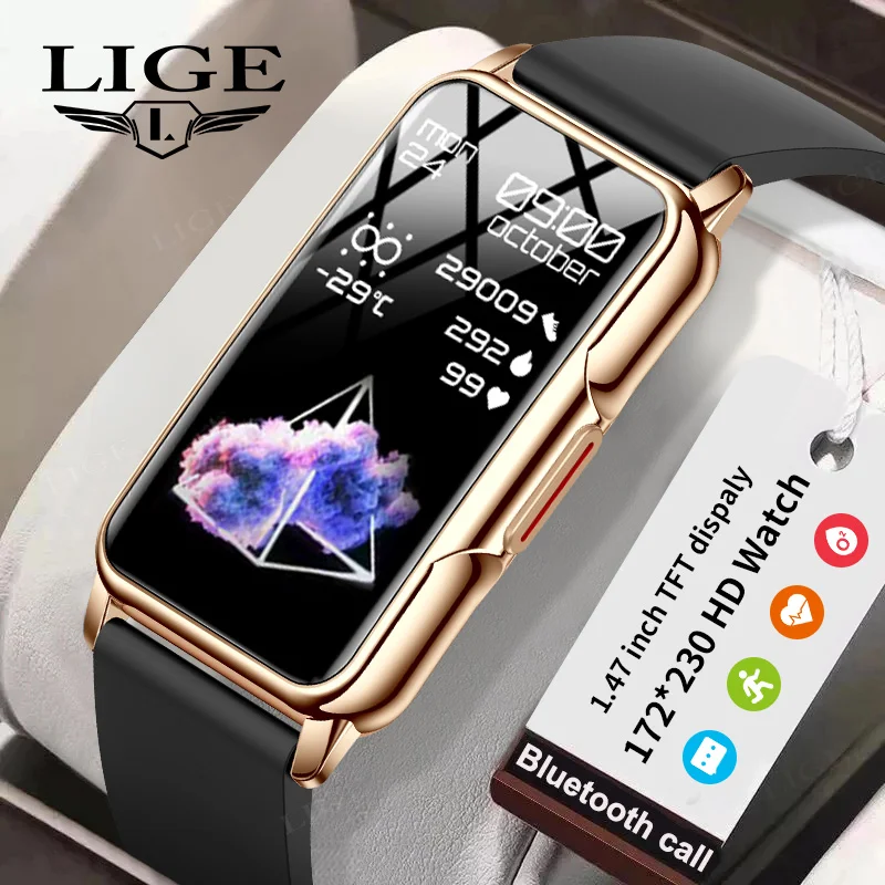 

LIGE Man Women 1.47" Full Touch Screen BT Call Smart Watch Music Fitness Sports Bracelet Sleep Monitor Man Smartwatch Men 2025