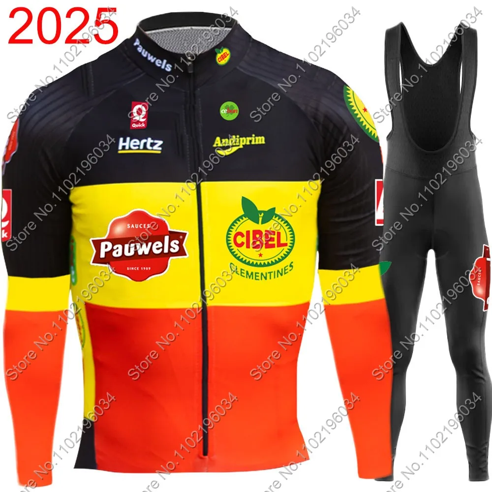 

Комплект велосипедного трикотажа Bingoal 2025 Pauwels Sauzen, национальная сборная Бельгии, мужская одежда, костюм с длинными рукавами, MTB, велосипедные шоссейные штаны Maillot