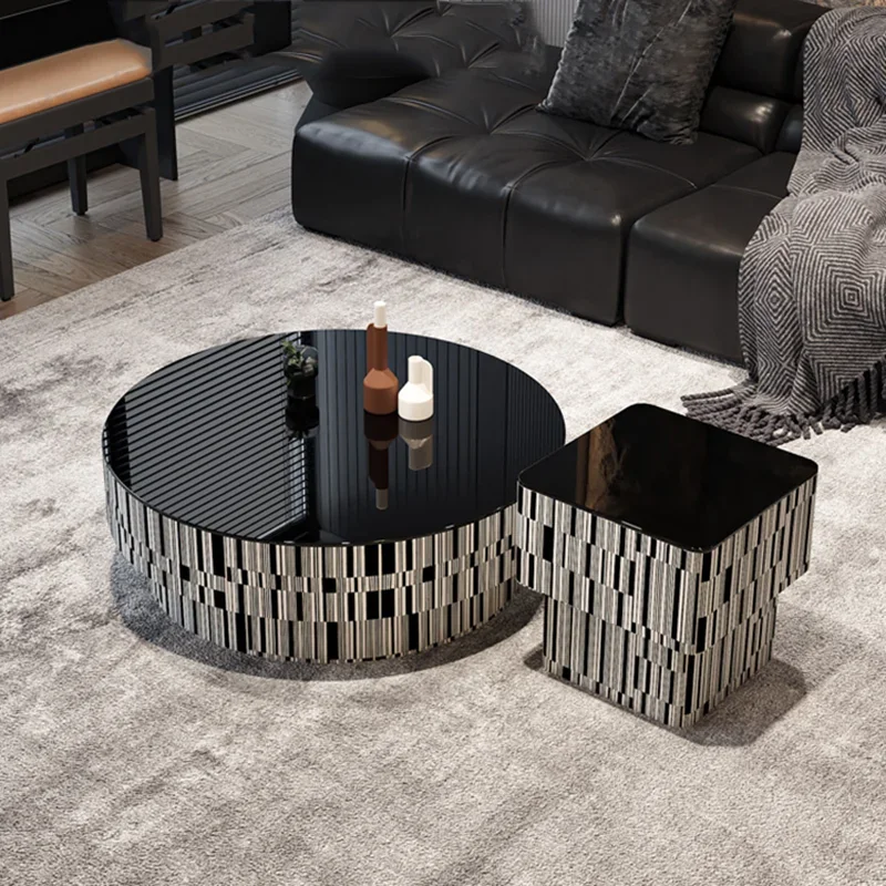 Clear Black Coffee Tables Luxury Round Unique Design Modern Coffee Tables Living Room Hotel Tavolino Da Salotto Home Furniture