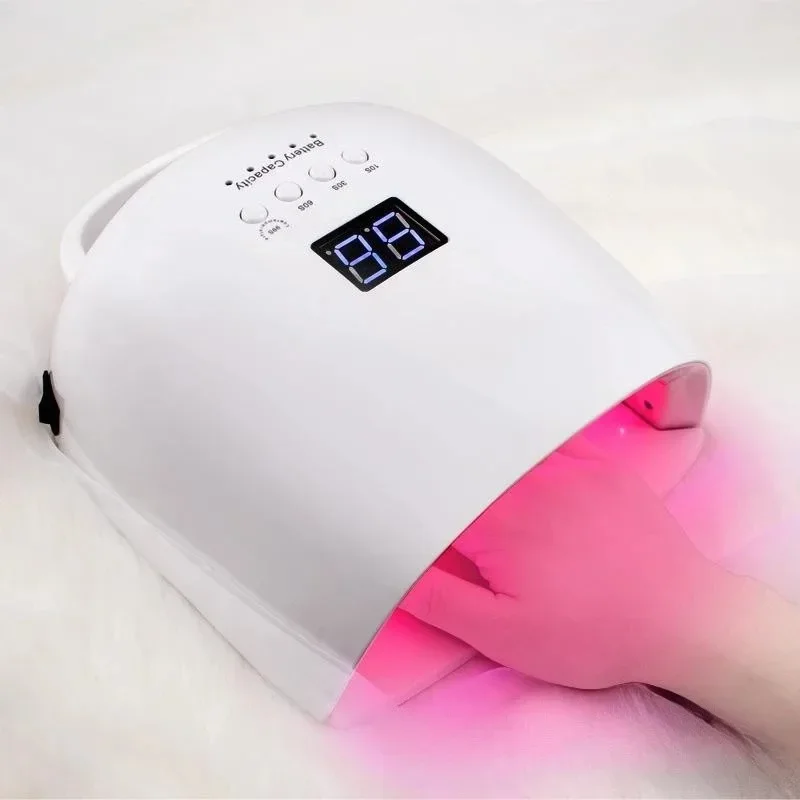 Lampe de séchage des ongles Rechargeable 86W Machine de séchage de vernis Gel sans fil manucure à lumière rouge avec poignée lampe LED UV pour ongles sans fil