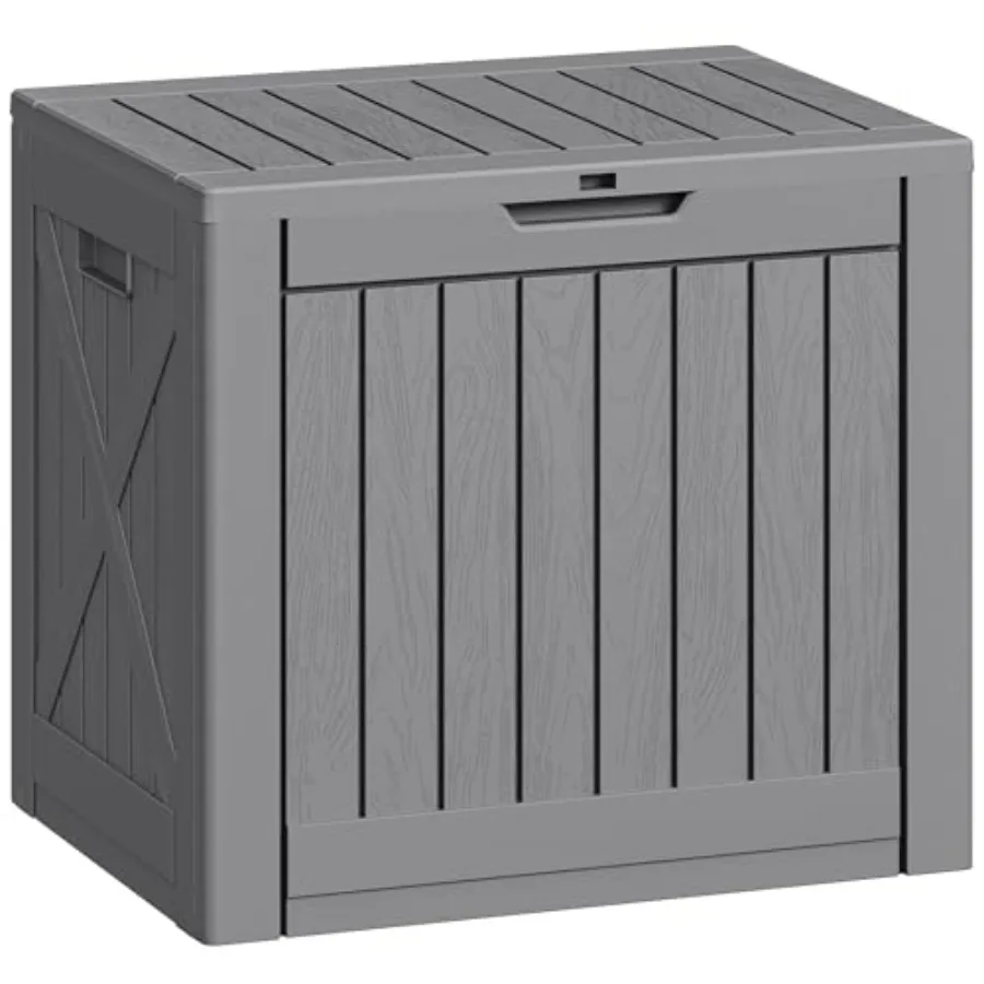 

Outdoor Deck Box with Lock, Resin Storage Chest for Patio Furniture Cushions, Garden Tools, Pool Toys, Waterproof and UV Resist