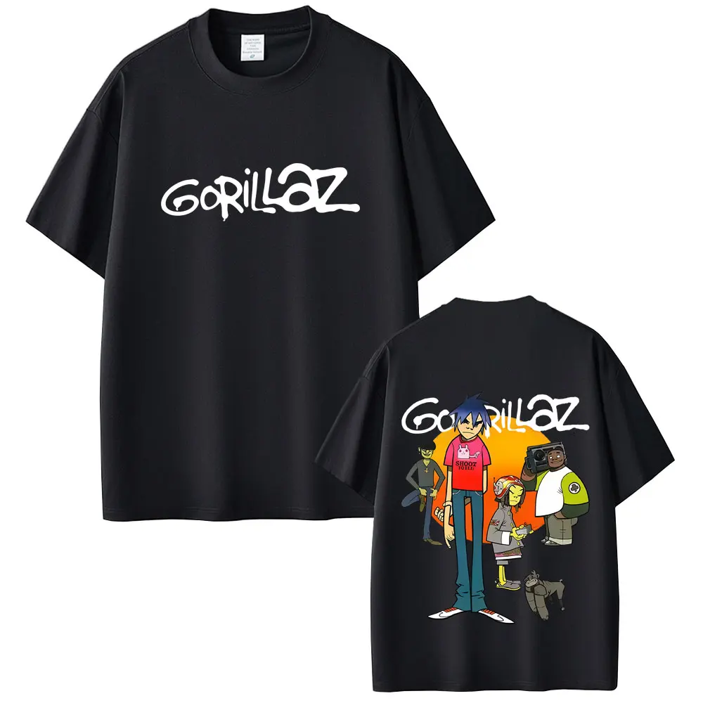 

Gorillaz Double Sided Print T-shirt Men's Women's Hip Hop Fashion Oversized T Shirts Summer Unisex Vintage Rock Band Streetwear