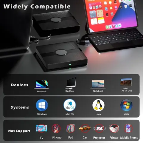 외부 3D 블루레이 드라이브 휴대용 블루레이 플레이어 2 in 1 USB 3.0 CD DVD 읽기/쓰기 Bruner Win11/10/8/7, Mac OS와 호환 가능