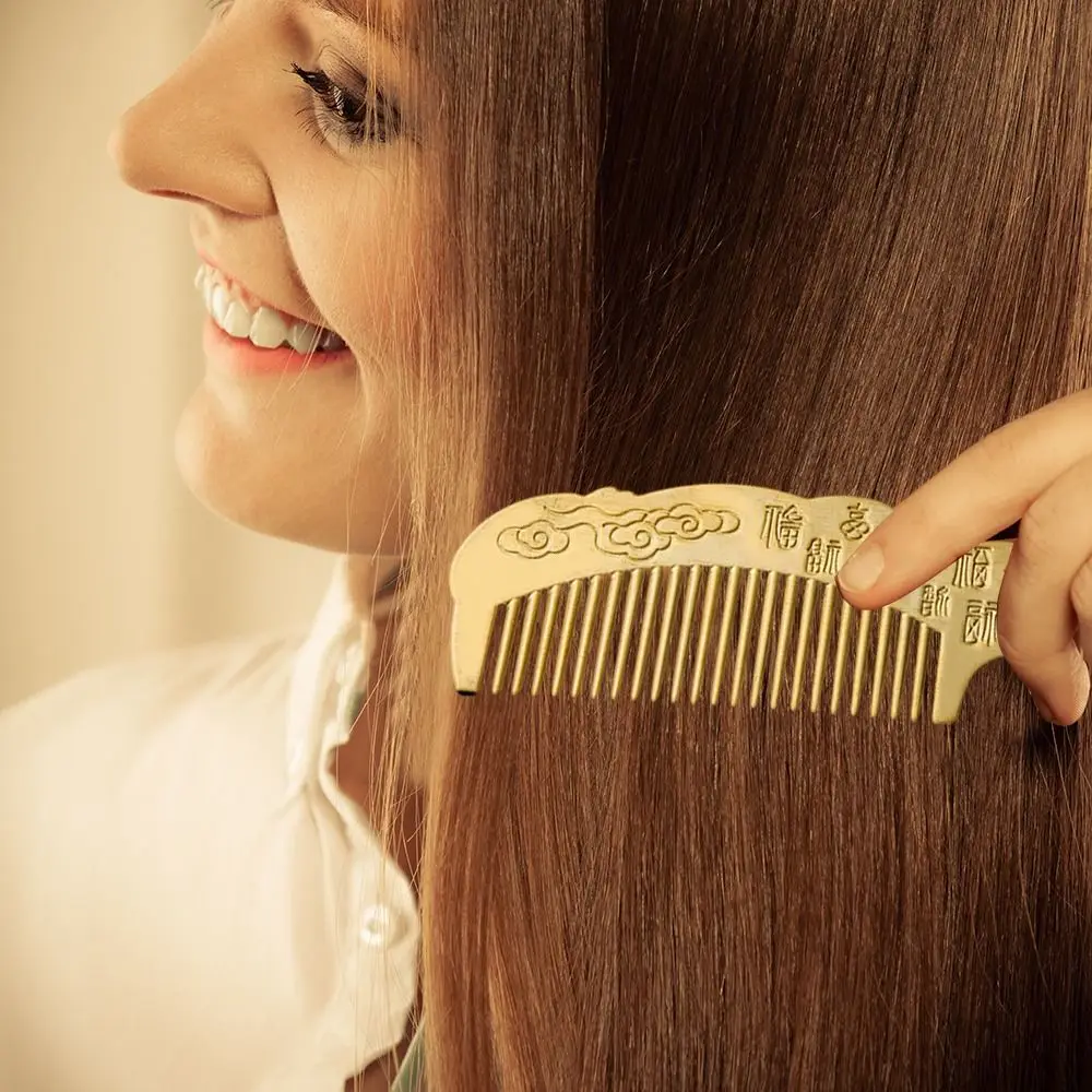 خمر Colorfast الطاووس النحاس مشط مكافحة ساكنة اليدوية هدية النحاس النقي مشط الشعر مشط ديكور المنزل خلع الملابس #4